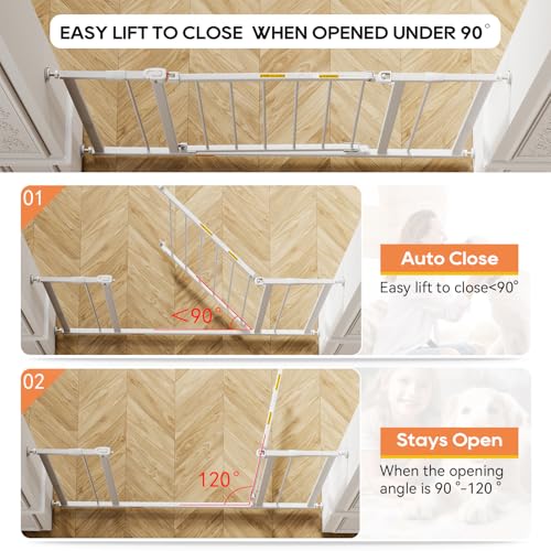 Image of BestPet 36 inchTall Dog Gate for Stairs & Doorways, Fits 28.5 inch-39.7 inch Wide Openings,Walk-Through Metal Pet Gate for Indoor Use,Adjustable Safety Gates for Pets,White
