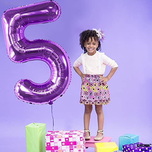 Image of KatchOn Giant Purple Number 5 Balloon - 40 Inch | Mylar Purple Number 5