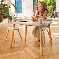 Active Tots 4-in-1 Indoor Wooden Toddler Table Montessori-Inspired Activity Table with Play Surface, Building Block Board, Chalkboard & Sensory Tub Durable Pinewood Design for Ages 12 Months+