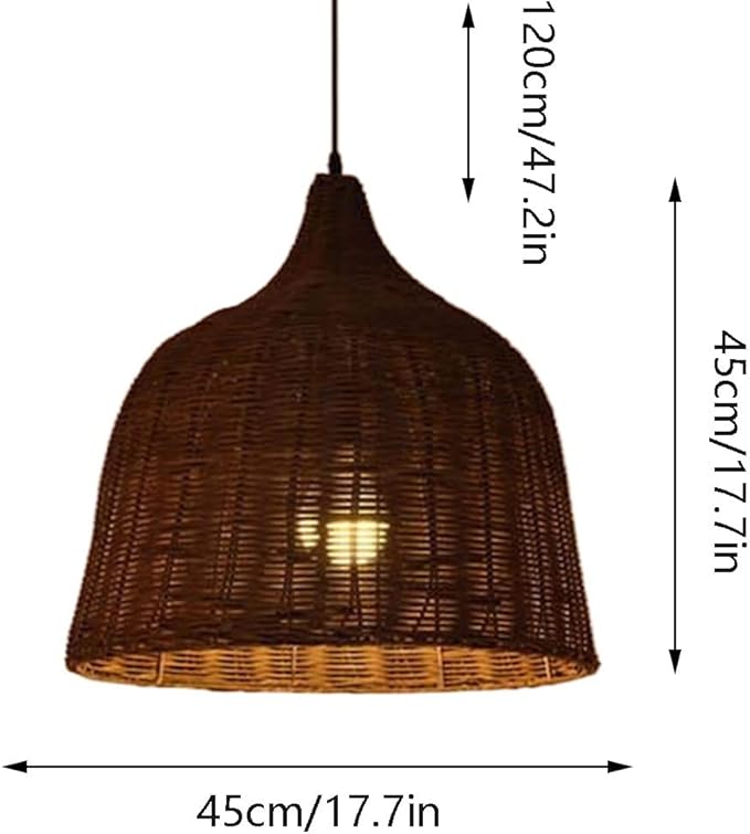 CHUNGYANG E27 Basis Natuurlijke Rotan Hanglamp, Boho Moderne Bamboe Hanglamp, Handgeweven Rieten Kroonluchter, Rustieke Landelijke Natuurlijke Mand Hangend Licht Voor Keukeneiland, Restaurant, Slaapka photo 3