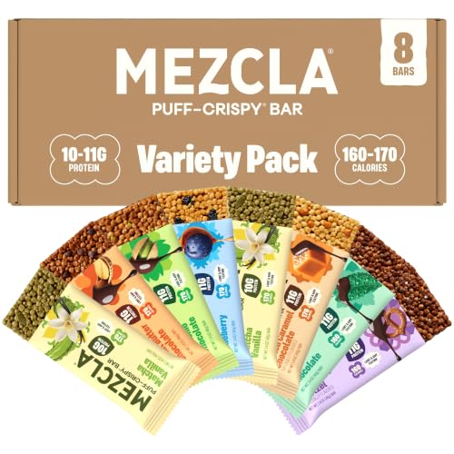 Mezcla Variety Pack Snack Bars, 10-11G Plant Based Pea Protein Treat, 8 Ct.