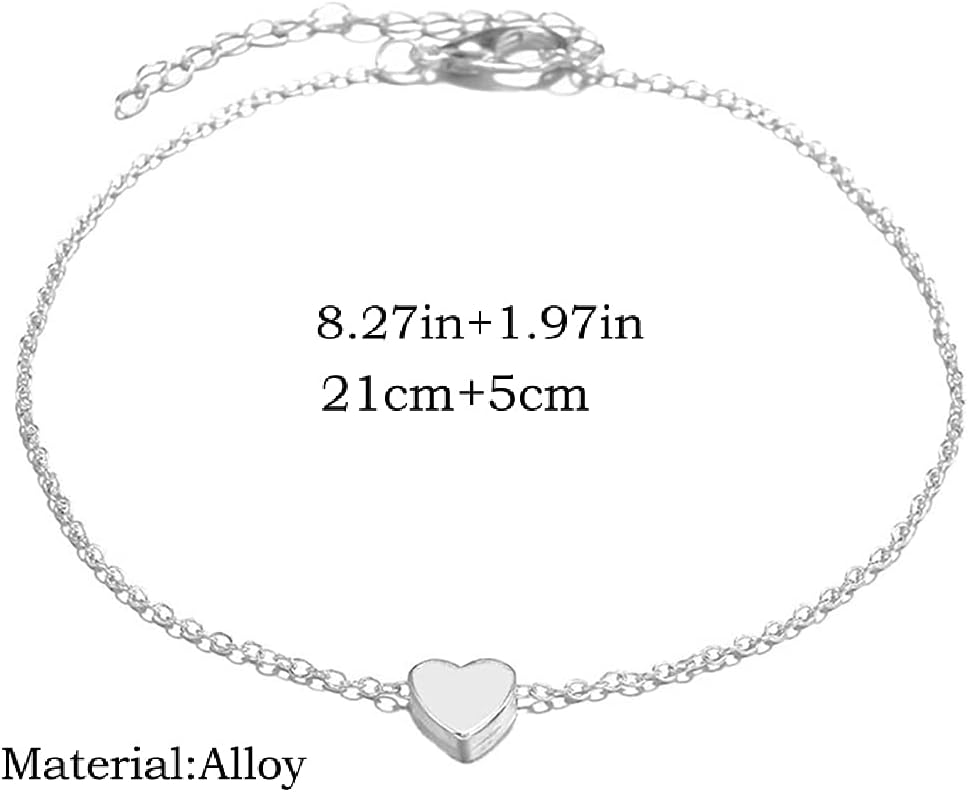 Wedity Heart-shaped Anklets Love Peach Heart Anklet Bracelets Beach Accessories Foot Jewelry Adjustable for Women Girls - Image 3