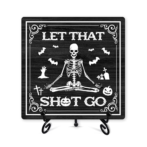 Halloween Bathroom Desk Decor, Gothic Bathroom Sign With Iron Stand,