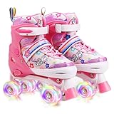 Adjustable Light Up Kids Roller Skates for Girls Ages 4-6 5-8 8-12, Toddlers Beginner Cat RollerSkates Patines para Niñas Niños
