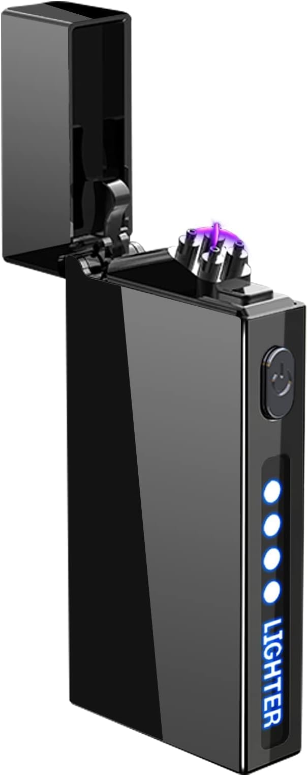 Wolepaz Electric Lighter with LED Light, USB Rechargeable Dual Arc Plasma Lighter for Indoor/Outdoor Camping and Candles