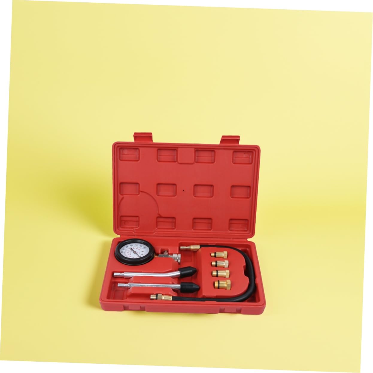 PRETYZOOM Tester Compressione Cilindri Per Auto Veicoli Rilevatore Perdite Cilindro Tabella Pressione Auto Manometro Adattatore Psi Bar Compatibile Benzina Motore