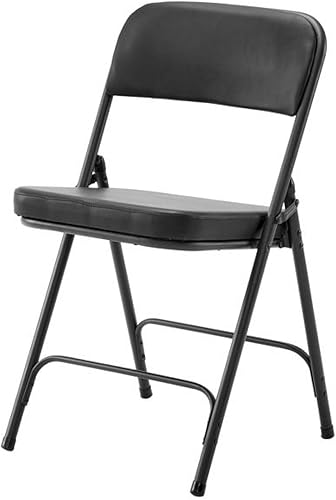 Miniatura 3 de Paquete de 2 sillas plegables de metal, asiento y respaldo acolchados, color negro, sillas de eventos de oficina en casa, asientos de fiesta de boda