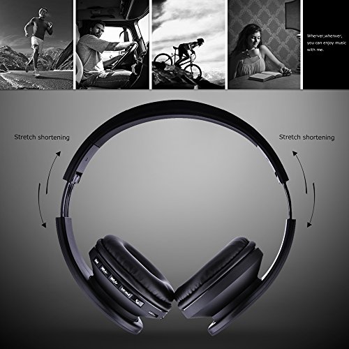 Sunvito Auriculares Bluetooth 4 en 1 plegables inalámbricos con Mic, reproductor de MP3, radio FM, auricular conectado, regalo para iPhone, Samsung, iPad, Android, portátil, PC (gris)