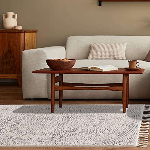 payé Teppich Wohnzimmer Mandala mit Fransen Deko Boho - Beige Grau - 160x230cm - Kurzflor Schlafzimmer Flur Dekoration… – Bild 6