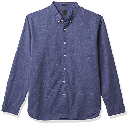 J.Crew Mercantile Men's Slim-fit Long-Sleeve Marled Cotton Shirt, deep Baltic, M