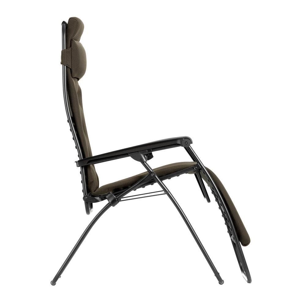 Lafuma MOBILIER - Fauteuil Matelassé Relax Zéro Gravité RSX Clip XL - Chaise Longue Multiposition Pliante Jardin et Intérieur -Toile AirComfort® Résistante - Tout Confort, France - Marron Taupe