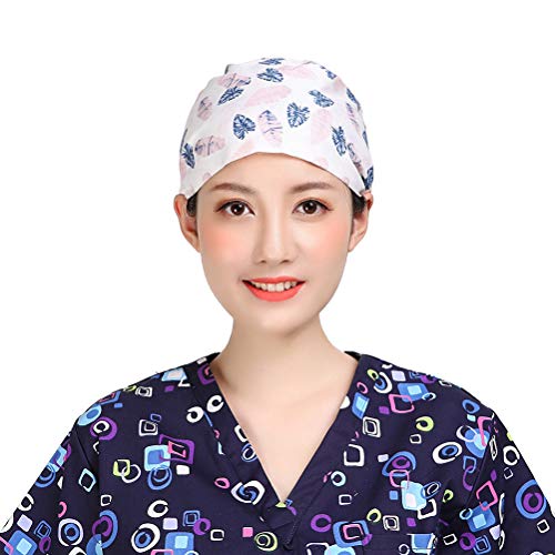 TENDYCOCO Mulheres gorro cirúrgico estampado gravata ajustável Doctor enfermeira boné cirurgia trabalho chapéu