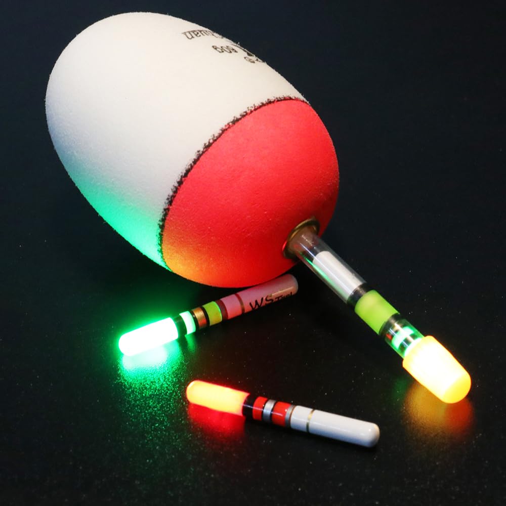 Generico 2 Starlight per Pesca Verde/Rosso 5mm + Carica BatterieDoppio + 2 Batterie Ricaricabili, Pesca Notte, Pesca Notturna, Pesca Mare, Pesca Lago, Pesca Sportiva