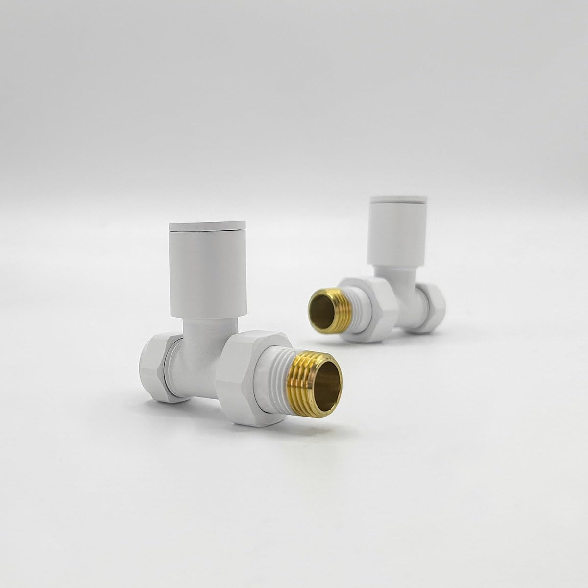 Lux Heat White Straight Manual Radiator Valve Set