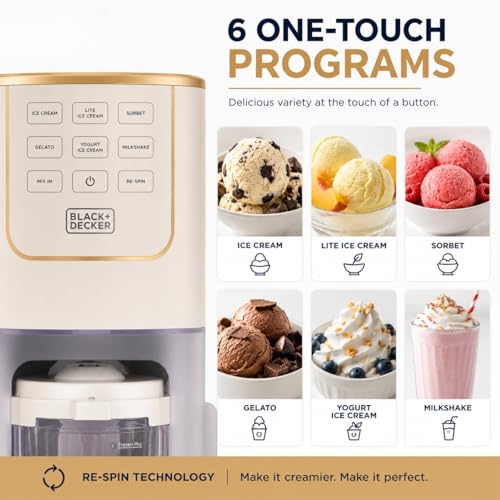 Image of BLACK+DECKER Ice Cream Maker for Families & Kids - Make Protein, Keto & Dairy-Free Ice Cream, Gelato & Milkshakes at Home - Easy Creamy Pint Machine with Mix-Ins