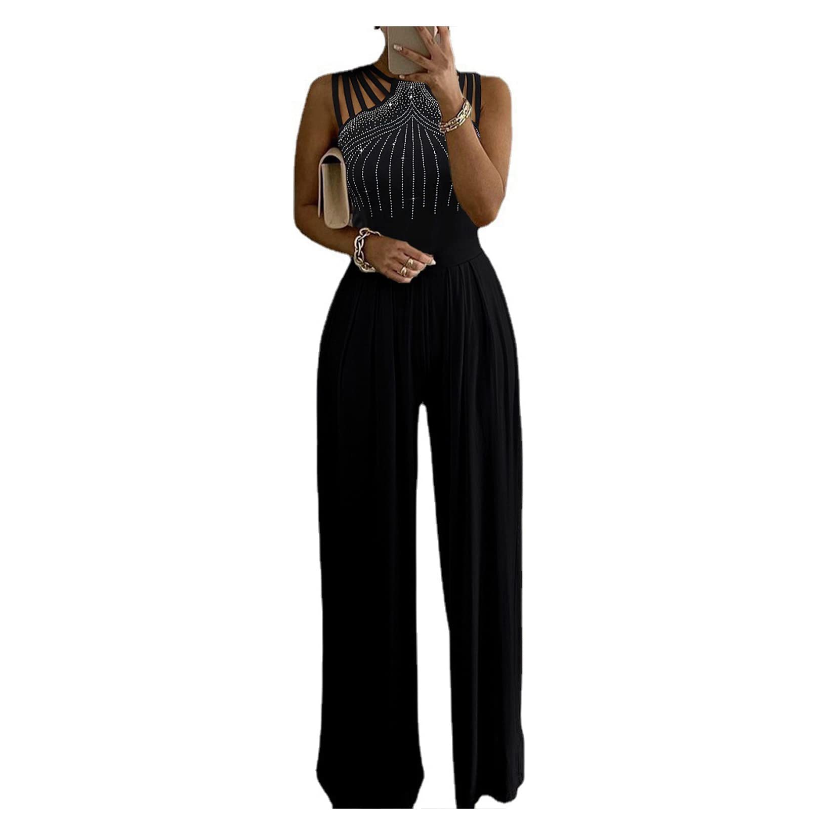 Macacão Para Mulheres, Calça De Calças Longas E Sem Mangas Casuais, Em Geral Para A Festa De