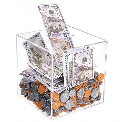 Prounion Tirelire Transparente, Grande Tirlire en Acrylique Inouvrable, Tirelire sans Ouverture Banque D'épargne, Money Safe Box Bank, Ne Peut Sauver Que la...