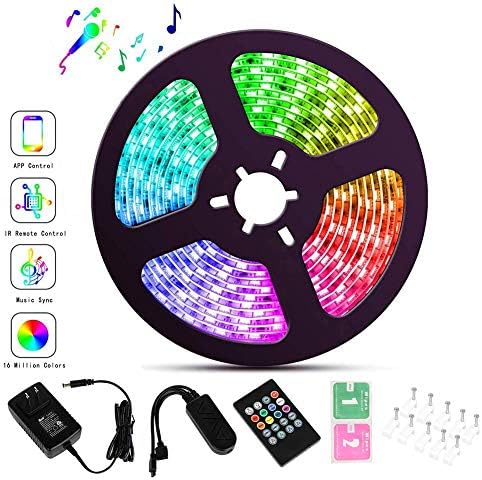 LED Strip Lights, Wegot Bluetooth 20ft Rope Lights, Music Sync Mic Mode Color Changing 5050 RGB Tape Light, App Control, Remote, with 12V Safest Adapter for TV, Bedroom, Party, Home Decoration
