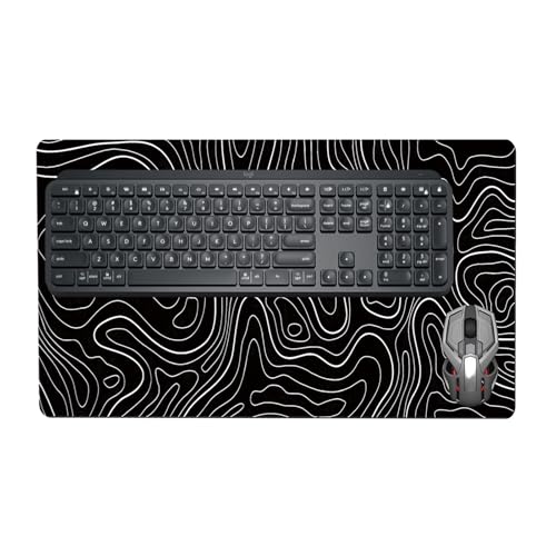 Tapis de Souris de Bureau, Tapis de Souris d'ordinateur - Tapis de Bureau avec Motif topographique | de Tapis de décor de, de Extra Large avec Base en...