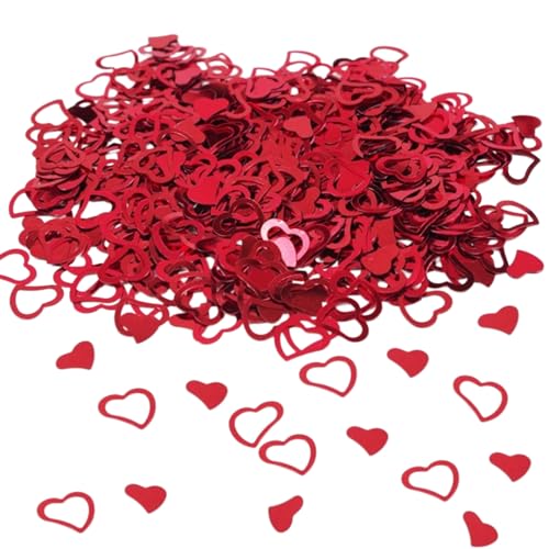 KLINNA Lot de 400 à 500 confettis en forme de cœur pour mariage - Paillettes rouges - Décoration...