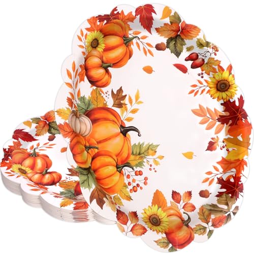 Treasure Cove Thanksgiving Paper Plates Oval Fall Leave Disposable Serving Dishes Pumpkin Dinner Platters for Thanksgiving Autumn Party Tableware Supplies 24PCS 10 Treasure Cove Thanksgiving Paper Plates Oval Fall Leave Disposable Serving Dishes Pumpkin Dinner Platters for Thanksgiving Autumn Party Tableware Supplies 24PCS 10