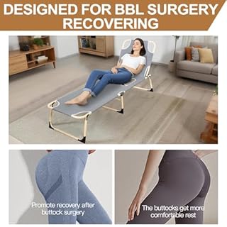 Fodlable BBL Chair with Hole for Butt，Multifunctional BBL Lounge Chairs Folding Portable Comfy Adjustable 5-Position Lay Flat Foldable Chaise BBL Recovery Must Haves