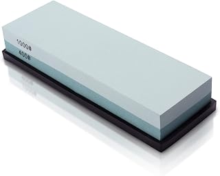MIDO 400/1000 Grit Whetstone Knife Sharpening Stone with Non-Slip Rubber Base - Kitchen Hunting Pocket Knives