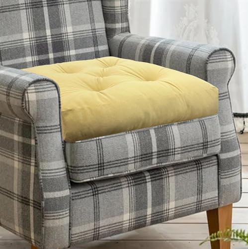 Tan Armchair Booster Cushion Pad | 50x50x10cm Large Faux Suede Firm Seat Cushions | for Office Chair Dining Sofa & Floor Cushion | Soft Cotton Filling for Pregnancy Elderly & Home Comfort