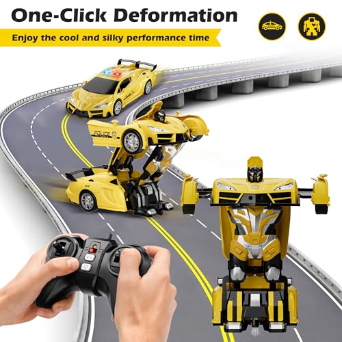 Toforo Remote Control Car, Transform Robot Rc Cars, 2.4Ghz 1:18 Scale Transforming Police Toy Cars With One-Button Deformation And 360° Rotating Drifting, Gift For Kids 8-12 Boys Girls thumb #2