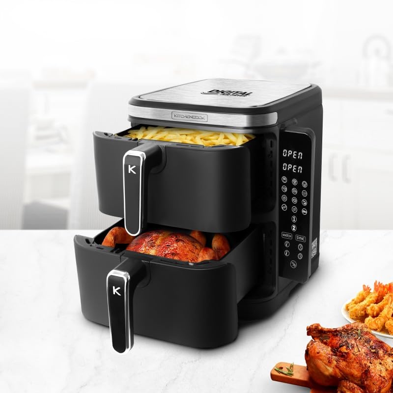 Kitchencook - Airflow 12 - Double Friteuse à Air Verticale 12l - 12 Programmes