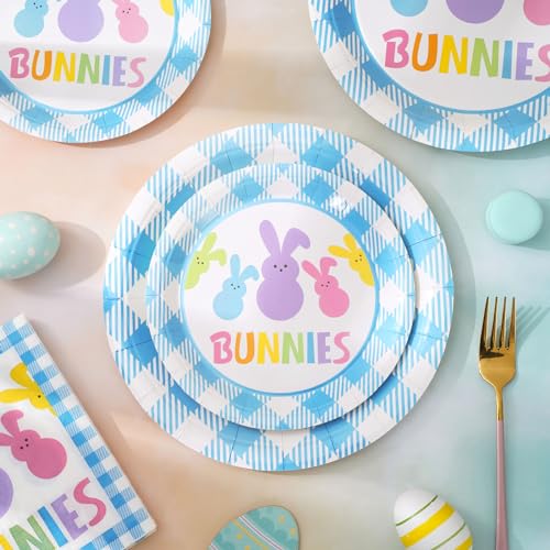 Vaisselle de Pâques jetable multicolore en lot de 125 pièces robustes pour buffet