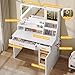 YITAHOME Vanity Desk with Mirror and Light, Makeup Vanity Set with Jewelry Organizer, Drawers, Cabinet and Lots Shelves, 3 Color Adjustable Lighting, Dressing Table for Bedroom, Dressing Room, White