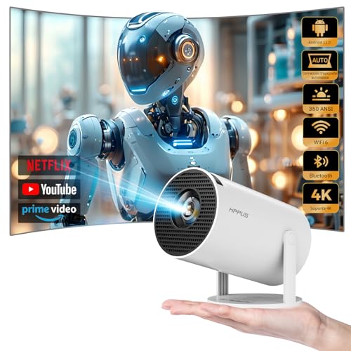 51P8Bm6iV1L HIPPUS Mini Beamer 4K Heimkino Android 11.0 Full HD 1080P 180°Dreh Portable Projector klein Videoprojektor Handy mit 2.4/5G WiFi Bluetooth 5.0 Automatischer Keystone-Korrektur