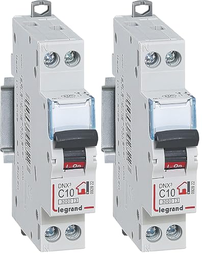 Legrand - Disjoncteur Phase + Neutre - 10A - bornes à vis - 1 module (Lot de 2)