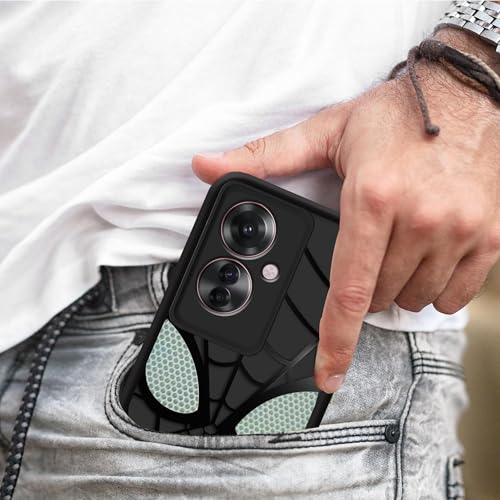 Image of Stylish Spider Back Case Cover Compatible for Oppo F25 Pro 5G | Spidey Face Mask Case | Soft Silicone | Camera & Full Body Protection | Shock Proof | (Black)