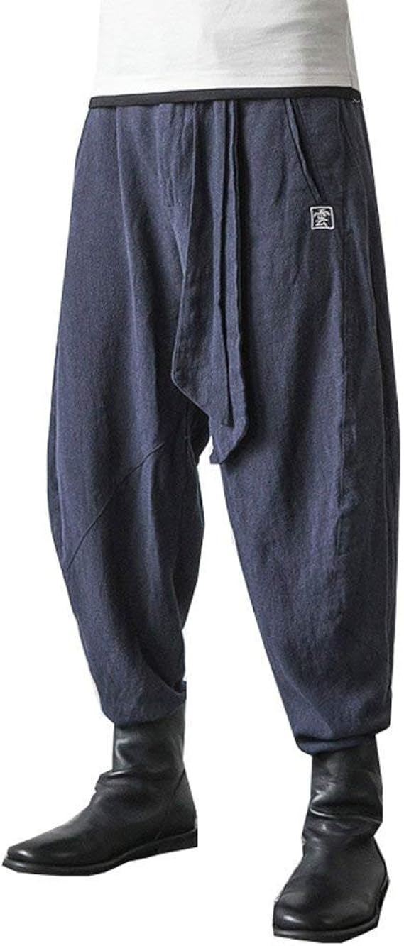 Pantaloni Harem Uomo YAOHUOLE - In Cotone E Lino, Comodi E Con Elastico In Vita