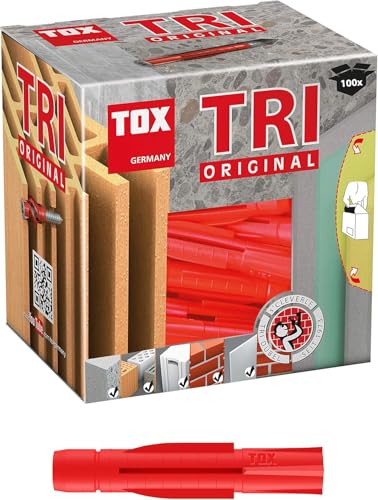 TOX Allzweckdübel Tri M 8 x 51 mm, Dübel für fast alle Baustoffe, 100 Stück, 010100111