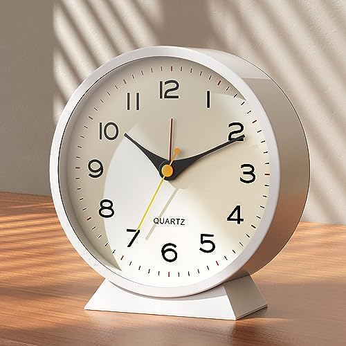 AYRELY® 4.5' Analog Alarm Clock,Small Retro Desk Clock Battery Operated,Slient Metal Table Clock with Light for Living Room...