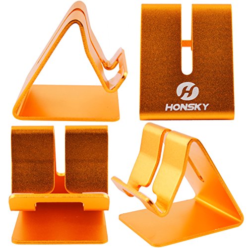 Honsky Solid Portable Universal Aluminum Desktop Desk Charging Stand Hands Free Mobile Smart Cell Phone Holder Tablet Display Stands, Cellphone Stand, Smartphone Mount Cradle, Gold #TOP4
