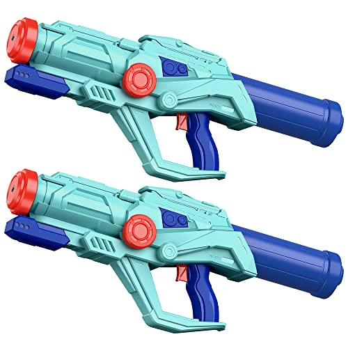 2-Pack Water Guns for Kids and Adults, Super Squirt Gun Water Soaker Blaster - Large Size - 32ft Shooting Range - High Capacity - Quick Refill - Fun Summer Outdoor Water Toys Gun for Boys Girls
