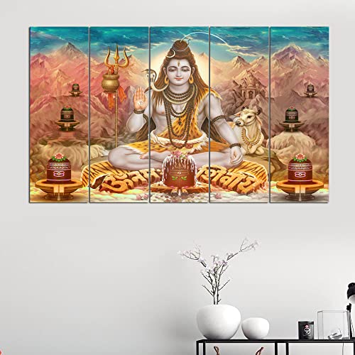 Image of Maxstone Shiva Shiv Shivji Bholebaba Mahadev Wall Painting for Living Room, Bedroom, Office, Hotels,Drawing Room Wooden Framed Digital Painting (30x60 inch) M1155