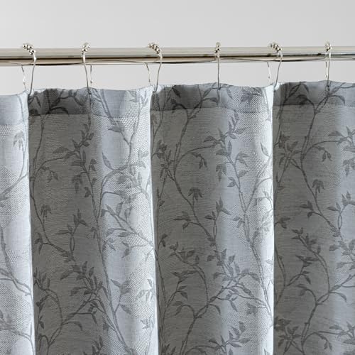 SLEEP ZONE Farmhouse Jacquard Shower Curtain, Textured Fabric Shower Curtains