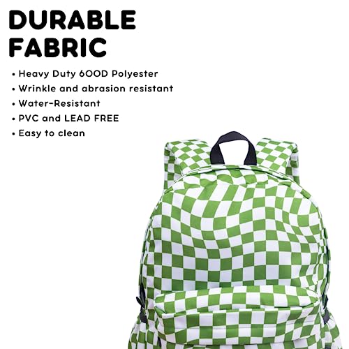 Image of J World Oz Middle School Backpack for Kids. Cute Laptop Bookbag for Girls Boys, Matcha Checkers