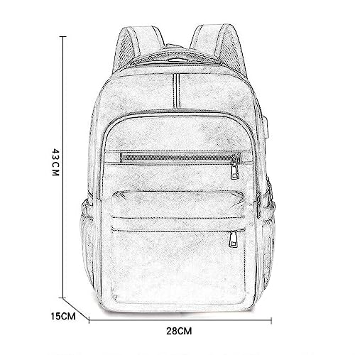 Baoblaze PU Leather Laptop Backpack Men Travel Rucksack Multiple Pockets Water Resistant Casual Daypack Computer Backpack for Fishing Shopping Hiking Yellow - Image 4