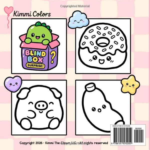 Squishy Cuties: Bold & Easy Coloring Book | 50 Adorable Squishy Toys Featuring Cute Animals, Sweet Treats, Food Friends & Jelly Cubes | Bold & Simple ... for Relaxation, Stress Relief & Creativity image 3