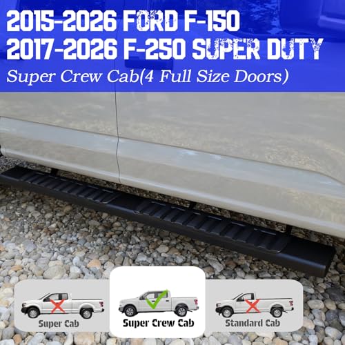 Estribos laterales de 6.5 pulgadas aluminio negro para Ford F-150 y F-250 miniatura 5