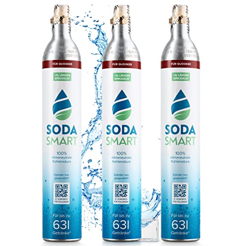 SodaSmart Premium CO2 Zylinder für Quooker Wassersprudler | Gefüllt mit 425g Kohlensäure +25g extra für mehr als 60l | Kohlendioxid-Zylinder als Reservepack