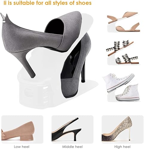 Miniatura 3 de Soerreo Caja de almacenamiento con ranura para zapatos, estante ajustable para zapatos, ahorra espacio, adecuado para tacones altos y bajos, tenis