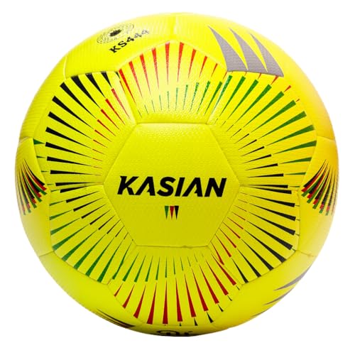 KASIAN Balón Fútbol 7 Pro KS444, Unisex, Control y Resistencia con Tecnología Hypercell, Ideal Competición de Alto Nivel, TPU de Alto Rendimiento, Color Amarillo (Talla 4 - Fútbol 7)