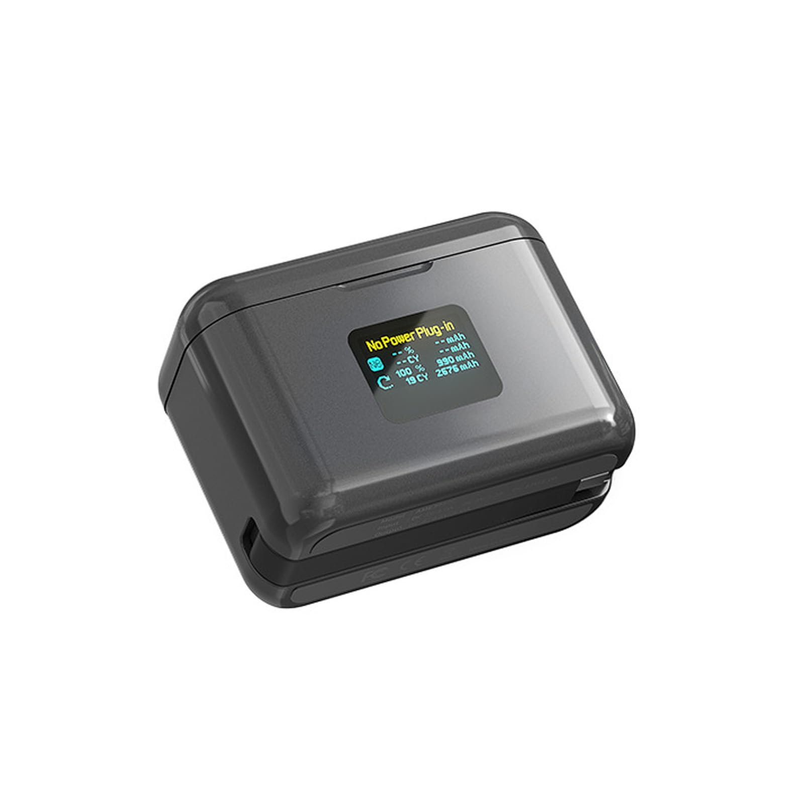 Cuifati Caricabatterie Doppio Display LCD a Ricarica Rapida da 36 W con Copertura Magnetica Cavo di Tipo C per Gestione della Batteria della Fotocamera Fotografia all'aperto Portatile Compatto